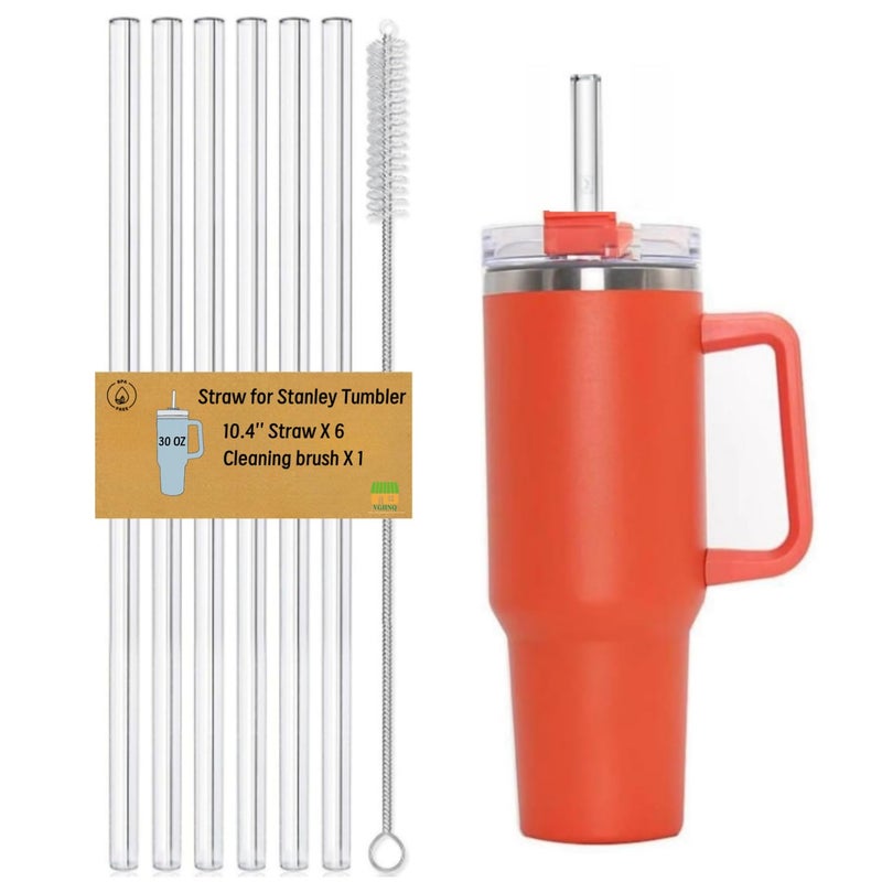 VGHNQ Straw for Stanley Flowstate 30 oz Cup, Replacement Straw Compatible with Stanley Quencher Tumbler Straws, 6 Reusable Straws with 1 Cleaning Brush, Tritan, Clear - Image 1